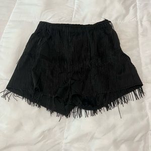 Black Fringe Shorts